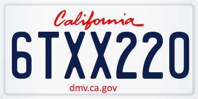 CA license plate 6TXX220
