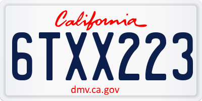 CA license plate 6TXX223