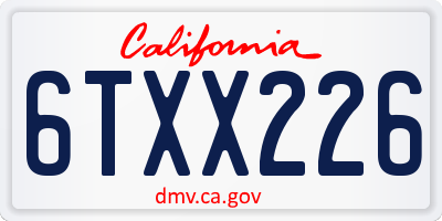 CA license plate 6TXX226
