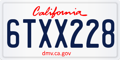 CA license plate 6TXX228