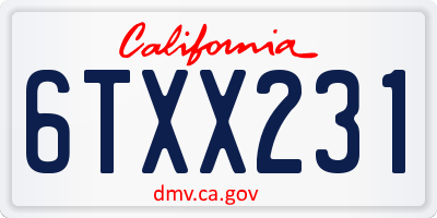 CA license plate 6TXX231