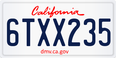 CA license plate 6TXX235
