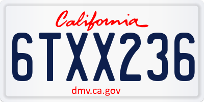 CA license plate 6TXX236