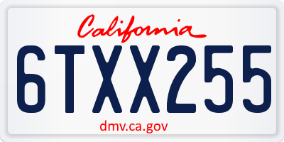 CA license plate 6TXX255
