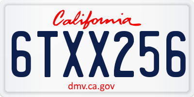 CA license plate 6TXX256