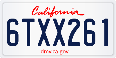 CA license plate 6TXX261