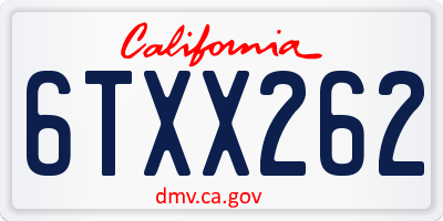 CA license plate 6TXX262