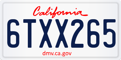 CA license plate 6TXX265