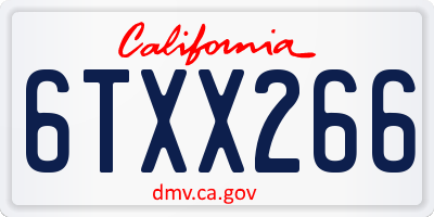 CA license plate 6TXX266