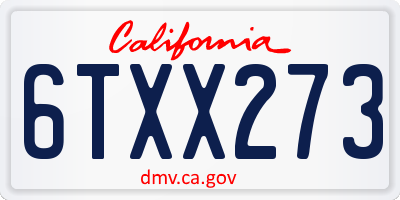 CA license plate 6TXX273
