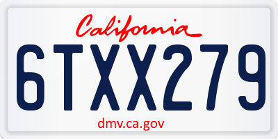 CA license plate 6TXX279