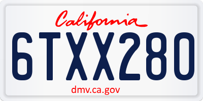 CA license plate 6TXX280