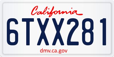 CA license plate 6TXX281