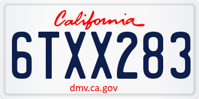 CA license plate 6TXX283
