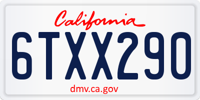 CA license plate 6TXX290