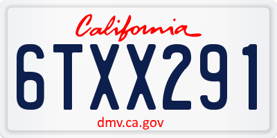 CA license plate 6TXX291