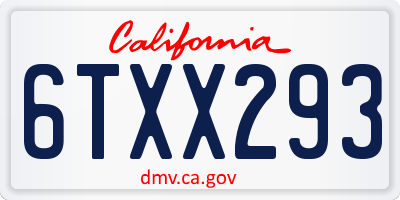 CA license plate 6TXX293