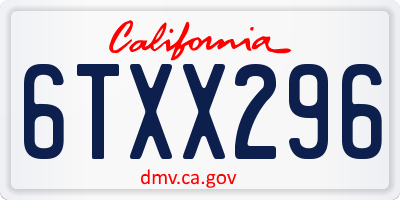CA license plate 6TXX296