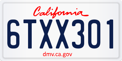 CA license plate 6TXX301