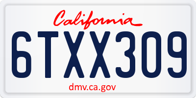 CA license plate 6TXX309