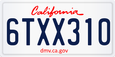 CA license plate 6TXX310