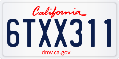 CA license plate 6TXX311