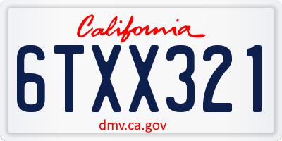 CA license plate 6TXX321