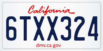 CA license plate 6TXX324