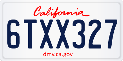 CA license plate 6TXX327