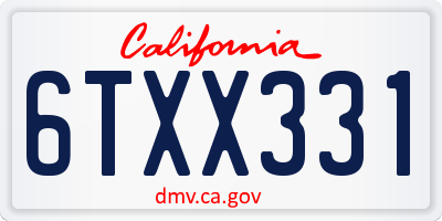 CA license plate 6TXX331