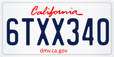 CA license plate 6TXX340