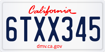 CA license plate 6TXX345