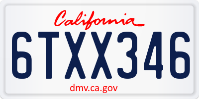 CA license plate 6TXX346