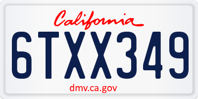 CA license plate 6TXX349