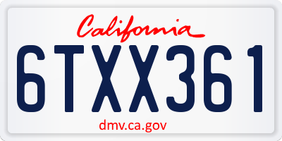 CA license plate 6TXX361