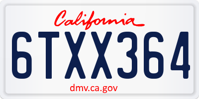 CA license plate 6TXX364