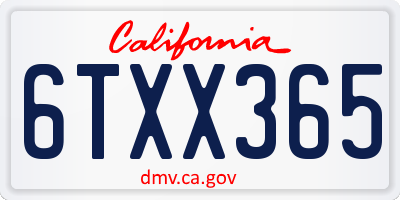 CA license plate 6TXX365