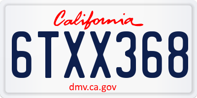 CA license plate 6TXX368