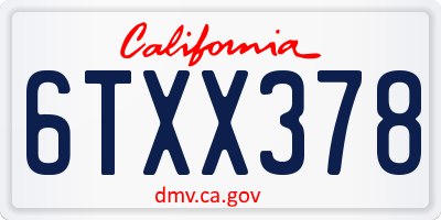 CA license plate 6TXX378