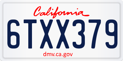 CA license plate 6TXX379