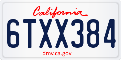 CA license plate 6TXX384
