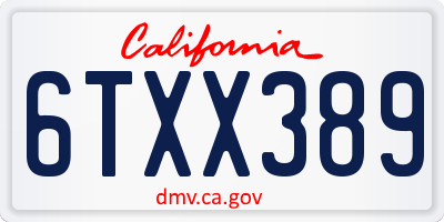 CA license plate 6TXX389