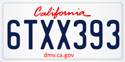 CA license plate 6TXX393