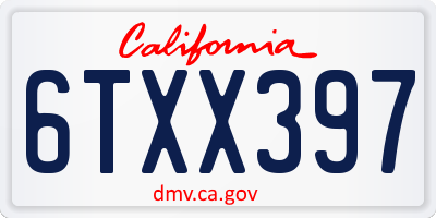 CA license plate 6TXX397