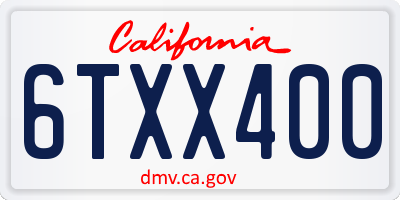 CA license plate 6TXX400