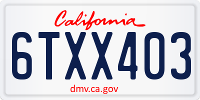CA license plate 6TXX403