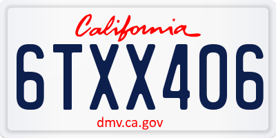 CA license plate 6TXX406
