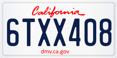 CA license plate 6TXX408