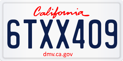 CA license plate 6TXX409