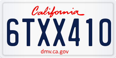 CA license plate 6TXX410